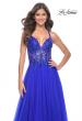 Picture of: Tulle A-Line Gown with Sheer and Beaded Lace Detail in Royal Blue, Style: 31471, Detail Picture 9