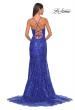 Picture of: Print Sequin Mermaid Dress with Lace Up Back in Royal Blue, Style: 31865, Detail Picture 9