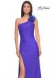 Picture of: One Shoulder Jersey Gown with Feather Detail in Royal Blue, Style: 32076, Detail Picture 9