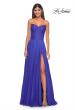 Picture of: Strapless Chiffon Prom Gown with Lace Illusion Bodice in Royal Blue, Style: 32311, Detail Picture 9