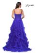 Picture of: Ruffle Tulle Dress with Unique Skirt and Illusion Corset Bodice in Royal Blue, Style 32719, Detail Picture 9