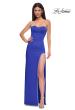 Picture of: Fitted Strapless Dress with Rhinestone Embellished Neckline and Slit in Royal Blue, Style 32799, Detail Picture 9