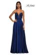 Picture of: Flowy Metallic Net Jersey Prom Dress with Intricate Ruched Bodice in Royal Blue, Style: 32899, Detail Picture 9