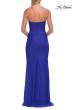 Picture of: Strapless Net Jersey Gown with Corset Bodice and High Slit in Royal Blue, Style: 33445, Detail Picture 9