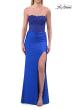 Picture of: Strapless Rhinestone Corset Gown with High Slit and Ruched Back in Royal Blue, Style: 33509, Detail Picture 9