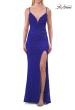 Picture of: Rhinestone Lace Fitted Gown with High Slit and Open Back in Royal Blue, Style: 33512, Detail Picture 9