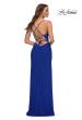 Picture of: Chic Long Net Jersey Dress with Lace Up Back in Blue, Style: 30418, Detail Picture 10