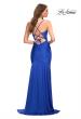 Picture of: Fitted Jersey Gown with Rhinestone Top in Blue, Style: 30503, Detail Picture 10