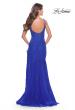 Picture of: Lace Dress with High Side Slit and V Neckline in Royal Blue, Style: 30767, Detail Picture 10