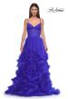 Picture of: Ruffle Tulle Dress with Unique Skirt and Illusion Corset Bodice in Royal Blue, Style 32719, Detail Picture 10