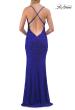 Picture of: Rhinestone Lace Fitted Gown with High Slit and Open Back in Royal Blue, Style: 33512, Detail Picture 10