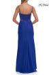 Picture of: Lace Bodice Gown with Ruched Skirt and High Slit in Royal Blue, Style: 33661, Detail Picture 10