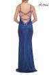 Picture of: Metallic Jersey Gown with Beaded Straps and Lace-Up Back in Royal Blue, Style: 33664, Detail Picture 10