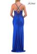 Picture of: Rhinestone Lace Corset Gown with Slit and Crisscross Lace-Up Back in Royal Blue, Style: 33769, Detail Picture 10