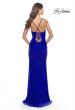 Picture of: Ruched Jersey Dress with Lace Up Back in Royal Blue, Style: 31572, Detail Picture 11