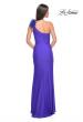 Picture of: One Shoulder Jersey Gown with Feather Detail in Royal Blue, Style: 32076, Detail Picture 11