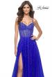 Picture of: Rhinestone A-Line Tulle Prom Dress with Illusion Bodice in Royal Blue, Style: 32146, Detail Picture 11