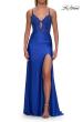 Picture of: Lace Corset Gown with High Slit and Lace-Up Back in Royal Blue, Style: 33505, Detail Picture 11