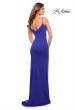 Picture of: Simple Jersey Gown with V Neckline and Slit in Royal Blue, Style: 30072, Detail Picture 12