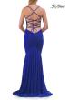 Picture of: Ruched Lace Fitted Gown with Strappy Open Back in Royal Blue, Style: 33857, Detail Picture 12