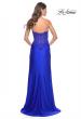 Picture of: Ruched Jersey Skirt with Lace Illusion Top and Rhinestone Prom Dress in Royal Blue, Style: 32011, Detail Picture 13