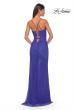 Picture of: Rhinestone Fishnet Gown with Lace Detail and High Slit in Royal Blue, Style: 32218, Detail Picture 13