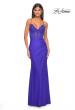 Picture of: Fitted Jersey Dress with Fishnet Rhinestone Illusion Bustier Top in Royal Blue, Style: 32230, Detail Picture 13