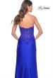 Picture of: Ruched Jersey Skirt with Lace Illusion Top and Rhinestone Prom Dress in Royal Blue, Style: 32011, Detail Picture 14