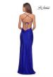 Picture of: Long Tie Up Back Jersey Prom Dress with Slit in Royal Blue, Style: 28296, Back Picture