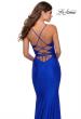 Picture of: Long Prom Dress with Knotted Detail and Lace Up Back in Royal Blue, Style: 28574, Back Picture