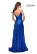 Picture of: Floor Length Sequin Dress with Faux Wrap Skirt in Royal Blue, Style: 28909, Back Picture