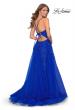Picture of: Tulle Prom Dress with Floral Detail and Side Slit in Royal Blue, Style: 28985, Back Picture