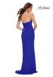 Picture of: Strapless Jersey Dress with Ruching and Skirt Slit in Royal Blue, Style 29489, Back Picture