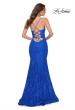 Picture of: Stretch Lace Gown with Lace Up Strappy Back in Royal Blue, Style 29611, Back Picture