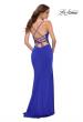 Picture of: Ruched Jersey Gown with Intricate Lace Up Back in Royal Blue, Style 29615, Back Picture