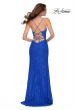Picture of: Lace Long Dress with Scallop Detail on Skirt Slit in Royal Blue, Style 29939, Back Picture