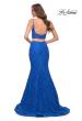 Picture of: Mermaid Two Piece Gown with Deep V and Rhinestones in Royal Blue, Style 29970, Back Picture