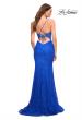 Picture of: Lace Gown with Sheer Lace Applique Side Panels in Royal Blue, Back Picture