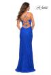 Picture of: Illusion Lace Gown with Deep V Neckline in Royal Blue, Back Picture