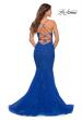 Picture of: Stunning Mermaid Tulle and Jeweled Lace Dress in Royal Blue, Back Picture