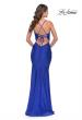 Picture of: Rhinestone Ruched Jersey Prom Dress with Lace Up Back in Royal Blue, Style: 31201, Back Picture