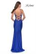 Picture of: Bedazzled Rhinestone Jersey Gown with Deep V Neckline in Royal Blue, Style: 31215, Back Picture