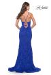 Picture of: Unique Stretch Lace Prom Dress with Sheer Bodice in Royal Blue, Style: 31249, Back Picture