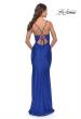 Picture of: Beaded Lace Bodice with Sheer Waist Long Jersey Gown in Royal Blue, Style: 31301, Back Picture