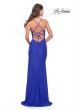 Picture of: Lace Asymmetrical Gown with Jersey Skirt and Twist Knot Detail in Royal Blue, Style: 31520, Back Picture