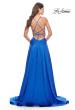 Picture of: Satin Gown with Sheer Rhinestone Bodice in Royal Blue, Style: 31592, Back Picture