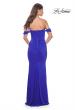 Picture of: Off the Shoulder Net Jersey Dress with Ruching in Royal Blue, Style: 31914, Back Picture
