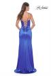 Picture of: Satin Prom Dress with Illusion Lace Bodice and Tie Back in Royal Blue, Style: 32180, Back Picture