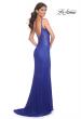 Picture of: Rhinestone Fishnet Dress with Lace Applique and Deep V Neckline in Royal Blue, Style: 32250, Back Picture