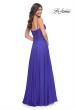 Picture of: Chiffon and Lace Gown with Bustier Top in Blue, Style: 32276, Back Picture